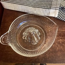 Vintage Ribbed Clear Glass Citrus Juicer Reamer with Tab handle picture