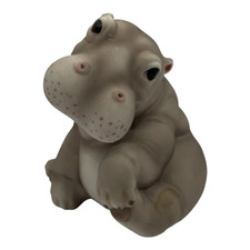 Vintage Sitting Baby Hippo Whimsical Ceramic Figurine 1990 Artaffects 4.5 in picture