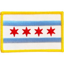 CITY OF CHICAGO FLAG PATCH: Standard (TWILL Backing), Size 3.5
