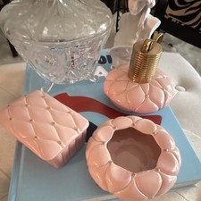 Vintage Evans Pink Quilted Smoking Set, Evans Lighter/ Cigarette Box, Midcentury picture