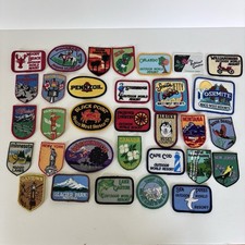 Vintage Lot Of 32 US States National Parks Fabric & US Places Souvenir Patches picture