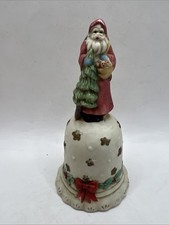 Santa Jingles Hand Sculpted Hand Painted Porcelain Santa Bell With Box picture