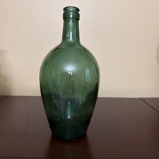 Vintage Mid Century Spanish Green Glass Demijohn Bottle 1L 9x5x5 EUC picture