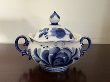 GZHEL Blue & White Porcelain Sugar Bowl Hand Painted picture