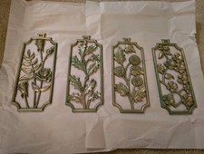 Vintage Lot Of (4) Sexton Gold Metal Floral Wall Mid-Century Modern Decor picture