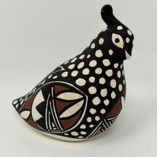 Vintage Quail Figurine Hand Painted Ceramic Clay Pottery picture