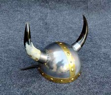 Medieval European Designer Horned Viking Look Cosplay LARP Helmet picture