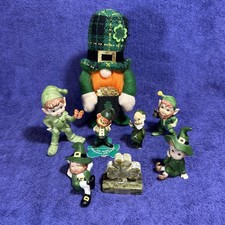 Lot Of 7 Leprechauns 1 Is Marked Lefton And Carved Connemara Marble Shamrock #2 picture