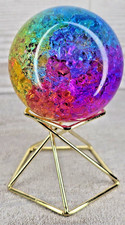 Rainbow Crackle Quartz Sphere 50mm Crystal Ball Colorful Stone Display picture