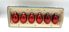 Vintage Paragon Christmas Tree Glass Ornaments No 823 Half Dozen Red Teardrop picture