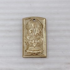 Nikko Yaku Shrine Gohonzon Amulet Antique Prewar Japan Metal Tag picture