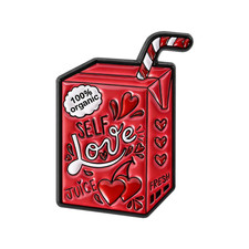 SELF Love JUICE Selflove Sauce Girl Enamel Pins Funny Juice Box Sauce Bottle picture