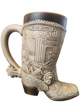 1981 American Heritage Commemorative Boot Stein Jesse James Butch Cassidy Brazil picture