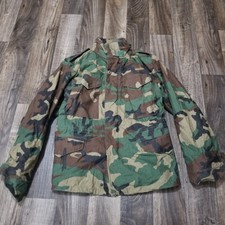 Vintage US Military Cold Weather Woodland Parka Small Short Camo 1984 80s picture