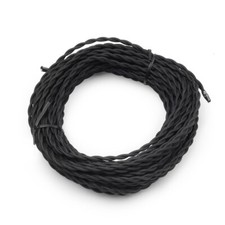 25ft/50ft Black Twisted Cloth Covered Wire Vintage Antique Lamp Electrical 300 V picture