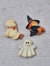 Vintage Halloween Morehead Enesco 1980s Fridge Magnets Lot of 3 Ghost Witch picture