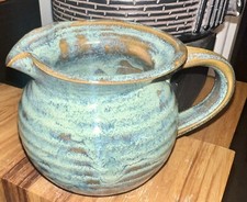 Rustic Glazed Hand Thrown  Pottery Creamer Syrup Pitcher Signed Mint picture