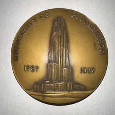 1937 University of Pittsburgh Bronze 150 Year Anniversary Commemorative Medal 3” picture