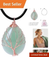 18-Inch Adjustable Green Aventurine Necklace with Rose Gold Tree of Life Pendant picture