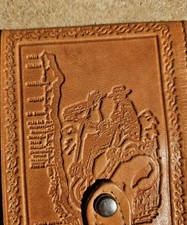 Vintage Never Used  Hand Tooled Leather Wallet  Mexico Mexican Cowboy picture