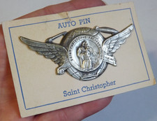 St Saint Christopher protect us safe travel air land sea auto car visor pin clip picture