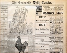 Newspaper Buffalo Bill Wild West Show Capt AH Bogardus Cowboys EvansvilleIN 1884 picture