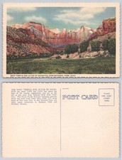 Vintage Linen Postcard Zion National Park West Temple Altar of Sacrifice Utah picture