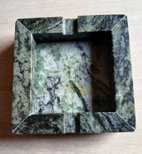 Vintage Connemara Marble Ashtray Square Hand Carved Green Irish Stone Ireland picture