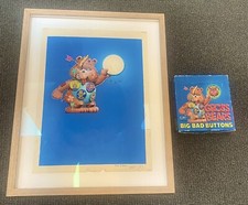 Rare 1/1 TOM BUNK 1985 Gross Care Bears Final Box Art Original Painting W/ Pins picture