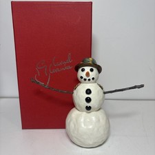 Carmel Ceramica Snowman Green Yellow Hat Removable Arms Rare Find 5.5” Tall picture