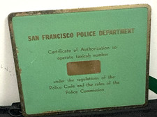 1948-1950 SAN FRANCISCO POLICE DEPT Sign Plaque Chief Mitchell TAXI CAB PERMIT picture