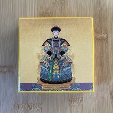 Shanghai Tang Yellow Gold Coasters Imperial Emperor Throne Box Set Six Felt Back picture