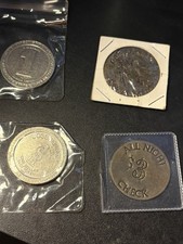 4 Vintage Nevada & Novelty Token Lot Carson Station Smith’s Food King $3 Hotel picture