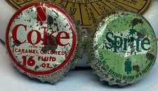 FREE SHIPPING Vintage Two Different 1point $ GAME Bottle CAPS SRITE & COCA COLA  picture
