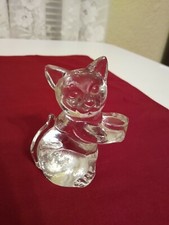Vintage Clear Glass Cat Kitten Figurine 3.5