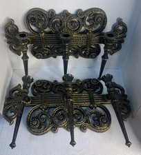 Pair of 1978 Homco  Black & Gold Gothic 3 Candle Candelabra Wall Sconces picture