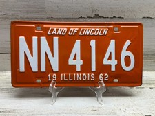 Vintage 1962 Illinois License Plate NN4146 Land of Lincoln Tag Excellent picture