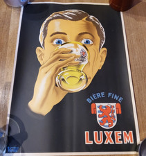 ORIGINAL VINTAGE LITHOGRAPHIC POSTER BEER LUXEM 1930'S picture