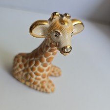Vintage Rinconada Uruguay Pottery Clay Giraffe w Gold Trim Figurine #1711  3.5