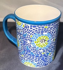Starbucks Coffee Mug 2008 Mosaic Tile Swirl Blue Green Yellow 16oz Collector picture
