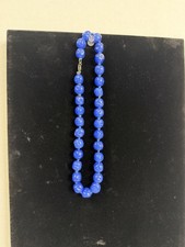 Vintage Czechoslovakia Blue Dimple Glass knotted choker necklace 17 in  picture