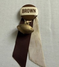 RARE Antique Vintage BROWN UNIVERSITY Golden Football Pin Badge Medal Pinback picture