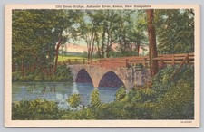 Old Stone Bridge Ashuelot River Keene NH Vintage Postcard picture