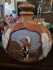 Vintage 1981 Provincial Mold #81 Native American Warrior Ceramic Canteen /... picture