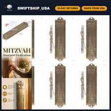 6 Sets Mezuzah for Door - Vintage Religious Case with Holy Scroll, Metal Shema H picture