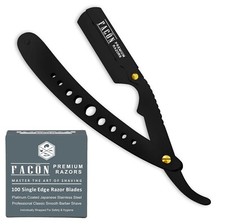 100 BLADES + CLASSIC STAINLESS STEEL STRAIGHT EDGE BARBER RAZOR SALON SHAVING picture