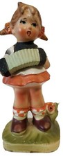 Vintage Japan Porcelain FIGURINE Young Girl Playing Accordion 5