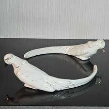 Vintage Czech Bird Figurines Handpainted Gold Porcelain Bohemian 40s Love Birds picture