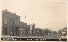 H93/ Rockford Iowa RPPC Postcard c1910 South Side Platt St Stores 153 picture