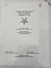 1991 Prince Hall OES Georgiana Thomas Grand Chapter Masonic Financial Papers Lot picture